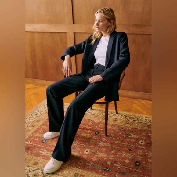 New! Sezane High Waisted Wide Leg Navy Martin Trousers 💙 size 36/ US 4 - Picture 6 of 9